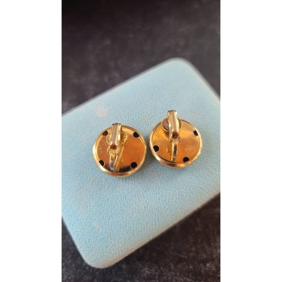 Blue and Gold Clip-on Earrings - Picture 8 of 10